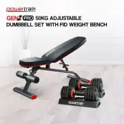 Powertrain Gen2 Pro 50KG Adjustable Dumbbell Set with FID Weight Bench
