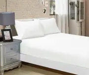 1000TC Ultra Soft Fitted Sheet & Pillowcase(s) Set - Single/Double Queen/King/Super King Size Bed - White
