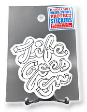 Life Goes On Sticker White Cursive Quirky Fun Japan B-Side Label