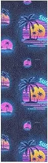 Amooorous Summer Neon Coconut Tree Sunset Grip Tape for Skateboards with Design Non Slip Longboard Griptape Non Slip Grip Tape Cruiser 33×9 Inch