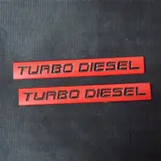 2x TURBO DIESEL Red Matte Metal Badge Emblem Decal Sticker Power 3D Engine Coupe (for: Renault)
