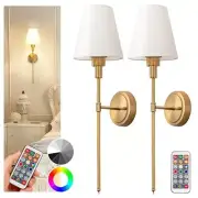 Battery Operated Wall Sconce Set of 2, Wall Light Wireless Easy to Gold