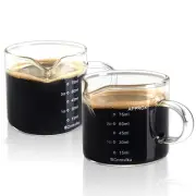 2 PACK Milk Frothing Pitcher Espresso Glass Measuring Cup, 75ML Espresso Cups...