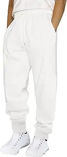 Men's Fleece Sweatpants Running Outdoor Gym Athletic Jogger Pants Drawstring Elastic Waist Baggy Trousers with Pockets