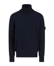 Stone Island Logo Patch Roll Neck Jumper XL blue
