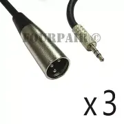 3 Pack - 6ft XLR 3-Pin Male to 3.5mm 1/8" Stereo TRS Plug Microphone Mic Cable