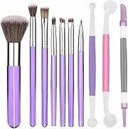 10 Pieces Cookie Decorating Brush Set, Cake Baking Brush, Food Paint Brush, Paste Tool, Cookie Chocolate Fudge Cookie Decorating Supplies (Purple)