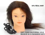 COSMETOLOGY MANNEQUIN MANIKIN TRAINING HEAD WITH 50% HUMAN HAIR COMB