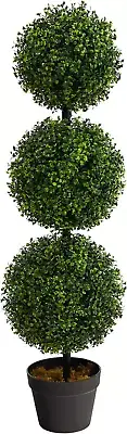 3Ft. Artificial Triple Ball Boxwood Topiary Tree (Indoor/Outdoor) T2021, Green