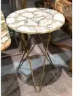 18" White Salt Agate Stone Coffee Table Top Handmade Mosaic Arts Cafeteria Decor
