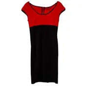 Narciso Rodriguez Red & Black Boat Neck Form Fitting Dress NWT