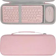 Geekria Hard Shell Travel Carrying Case, Compatible with Logitech K380/k380s Keyboard +M350/M350s Mouse, Pebble 2 Combo, Protective Travel Bag (Pink)