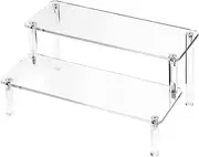 [Tadill] Acrylic Display Stand, Clear Product Stand, Acrylic Display Riser, Jewelry Display Riser Shelf for Jewelry Toy, Dessert, Perfume Decoration, Double Layer, 40cm