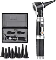 Otoscope with LED - 3 Pieces, Portable Handheld Ear Exam Magnifier with 8 Caps and 1 Storage Box
