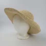 Rue 21 Women Straw/Paper Hat Wide Brim Beach Sun Cap Foldable Large Lady