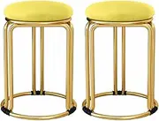 18 Inch Padded Stack Stools, Portable Nesting Metal Stools with Padded Seat, 2 Pack Colourful Decoration Chairs Stools Flexible Seating for Home Kitchen Indoor Outdoor(Yellow)