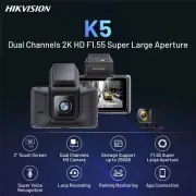 HikVision K5 2K QHD 2CH Front Rear Car Dash Cam 64G WiFi Night Vision Camera DVR