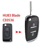 CE0536 HU83 Blade Car Key Shell NEW For Peugeot 308 207 307 Key Remote Fob Case