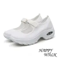 在飛比找momo購物網優惠-【HAPPY WALK】彈力透氣飛織魔鬼粘機能氣墊休閒娃娃鞋