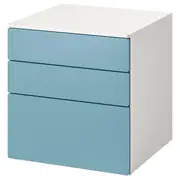 SMÅSTAD / PLATSA chest of 3 drawers, white/blue, 60x57x63 cm