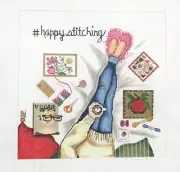 Gayla Elliott Happy Stitching Girl Handpainted Needlepoint Canvas