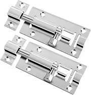2 pcs 3 Inch Barrel Bolt Security Lock, Stainless Steel Slide Latch Lock with Screwdriver Slide Door Latch for Chests, Cabinets, Windows, Fences