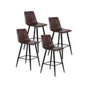 Moller Barstool in Brown Faux Leather and Black Metal Powdercoated Legs