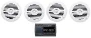 Soundstream MHU-32 Marine Boat ATV/UTV Bluetooth Receiver+4 White 5.25" Speakers