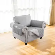 Recliner Sofa Cover Backless for 1/2/3 Seater with Pocket, Slipcovers Reversible Washable Elastic Adjustable Strap for home,Dove