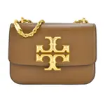 TORY BURCH TB ELEANOR 雙T金屬LOGO牛皮鏈帶包-棕