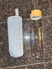 Compatible/Replacement for Enagic Kangen Leveluk Glass Water Bottle With Cloth Case 1 Liter Capacity