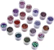 Healeved Glitter Manicure Set 20pcs Sequin Decors Ultra-fine Nail Sequin Powder Decorative Nail Art Supplies
