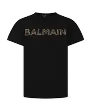Balmain Kids Logo-Embellished Crewneck T-Shirt 8Y,6Y,14Y Black