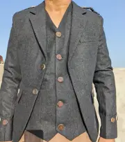 New Scottish Men Traditional Argyll Braemar Wool Highland Kilt Jacket and Vest
