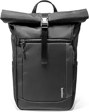 tomtoc Rolltop Backpack for 13-17.3 Inch Laptop, Expandable and Water Resistant Travel Backpack, Adjustable Capacity 25-30L, Casual Commuter Daypack for College, Black