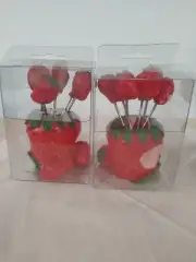 Cocktail Martini Olive Fork Pick Strawberry Theme Set Of 6 in a Box (set of 2)