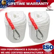 2PC 3/4"x150' Twisted Three Strand Boat Anchor Mooring Rope Dock Line w/ Thimble
