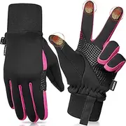 [Sukeen] Anti-Slip Thermal Gloves Kids Winter Cycling Gloves Kids, Softshell Gloves Children Gloves Warm Winter Gloves Waterproof Windproof Running Gloves Touch Screen Gloves for Girls Boys 4-12 Years