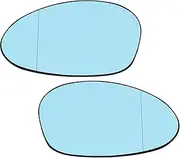 UVNBSO Left Right Side Heated Mirror Wing Blue White Rear View Mirror Rearview Wide Angle Auto, for BMW, E90 E91 E87 E88 2004-2009 E46 Wing Mirror Glass(Blue L R)