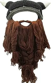 [Metyou] Wig Beard Hats Handmade Knit Warm Winter Caps Ski Funny Mask Beanie for Men Women