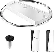 QTMMC Vertical Stand for PS5 Slim/PS5 Pro/PS5 Disc & Digital Console, Metal Upright Base Stand Holder for PS5 Accessories with Anti-Slip Pad and Screw (White)