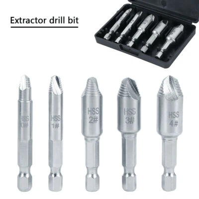 Damaged Broken Stripped Screw Extractor Drill Bit Tool Bolt Remover With Case