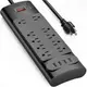 [2美國直購] Power Strip,集線器 bototek Surge Protector with 10 AC Outlets and 4 USB Charging Ports,1875W/15A, 2100 Joules, 6 Feet Long Extension Cord for Smartphone Tablets Home,Office, Hotel- Black