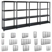 Storage Shelf 5-Tier Black Plastic Rack Display Organiser Multi Sizes vidaXL