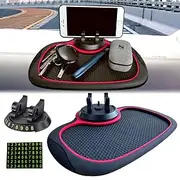 Multifunction Car Anti-Slip Mat Auto Phone Holder - 3-in-1 Dashboard Organizer with Rotating Phone Bracket - Non-Slip PVC Material