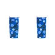 2x Annabel Trends S/S Double Walled 500ml Smoothie Cup w/Straw Nocturnal Blooms