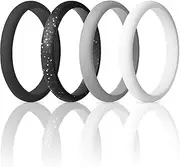 [ThunderFit] Women's Thin and Stackable Silicone Rings Wedding Bands - 7 Pack & Singles 2.5mm Width - 2mm Thick
