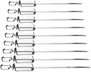 10PCS 304 Stainless Steel BBQ Skewers, Push Rod Grill Sticks with Non Slip Grooves, Dishwasher Safe Roasting Accessories for Camping Backyard Barbecue
