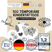 Papierdrachen 100 Stick-On Tattoos - Skin-Friendly Tattoos Black and White - Stylish Designs - For Stag Party, Theme Party and Leisure