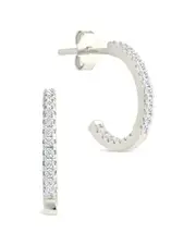 Sterling Forever Silver CZ Maude Hoop Earrings